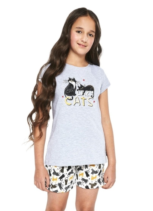 Piżama dziewczęca Cornette Cats melanż