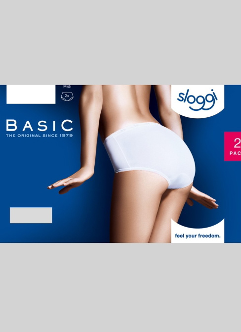 Chiloți dama SLOGGI BASIC+ MIDI 2PACK alb