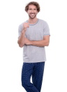 WADIMA Pijama bărbați mânecă scurtă pantaloni lungi 204148 gri melange