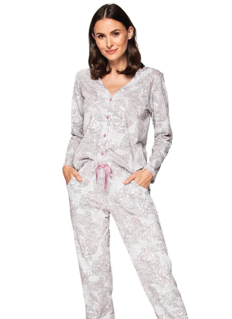 Pijama dama CANA ORNAMENT roz-gri