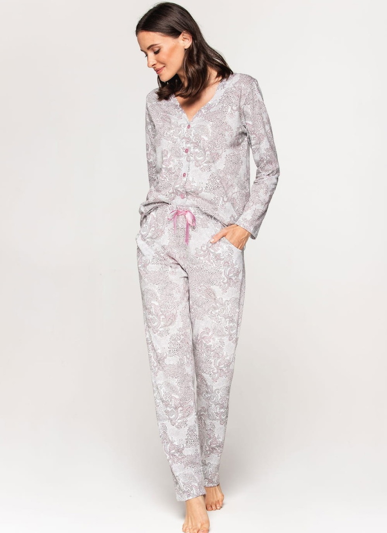 Pijama dama CANA ORNAMENT roz-gri