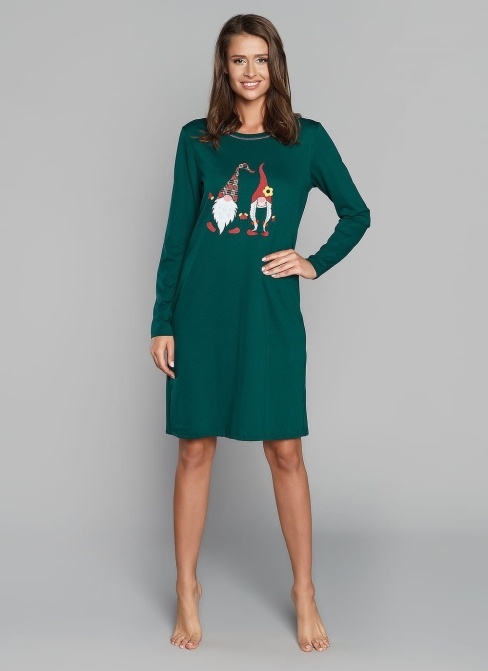 Koszula nocna Italian Fashion SANTA dł.ręk. zielona