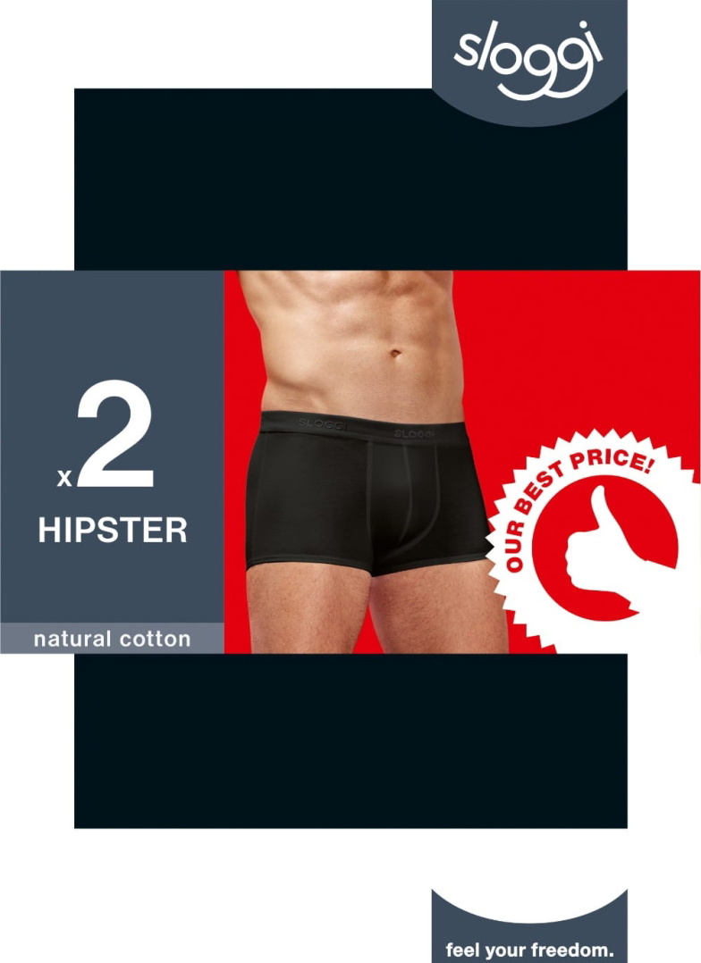 Boxeri SLOGGI MEN 24/7 HIPSTER 2P BLACK