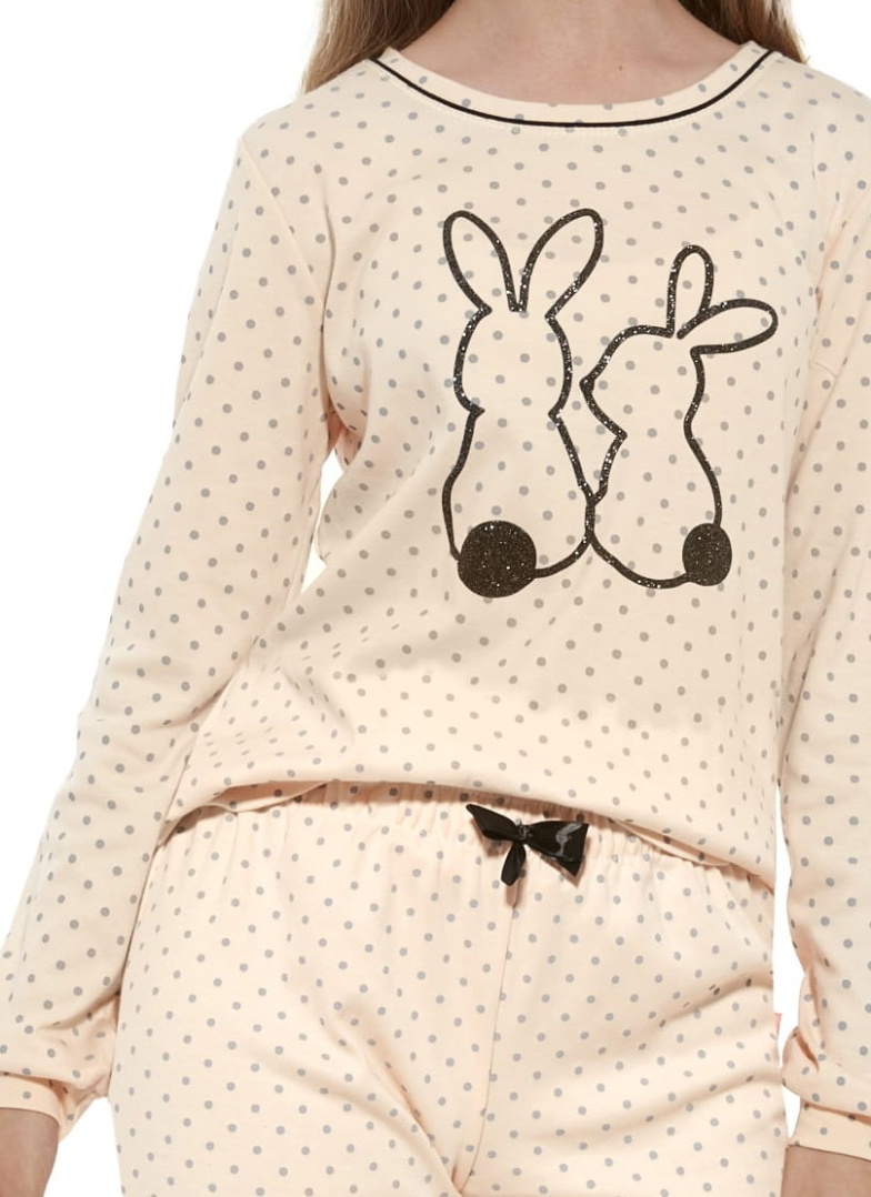 Pijama fete CORNETTE RABBITS mânecă lungă roz