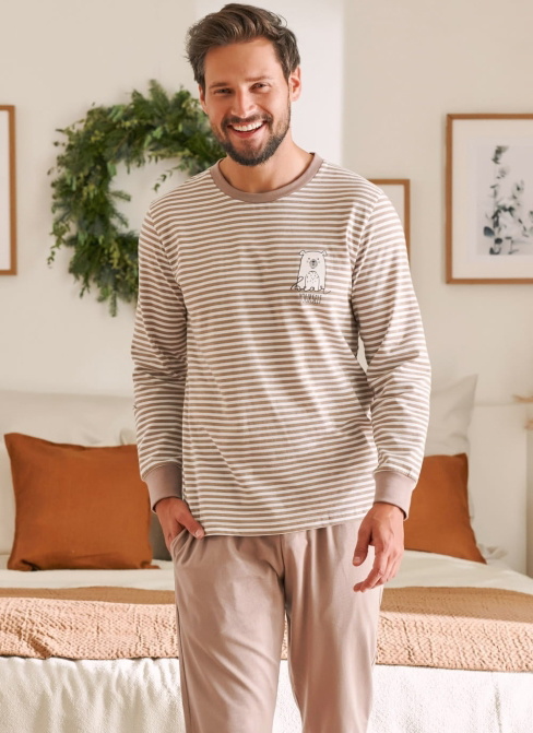 Pijama pentru bărbați DOCTOR NAP PMB.4530 BEIGE