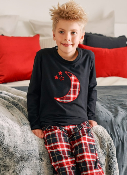 Pijama din flanel DOCTOR NAP PDU.4507 BLACK