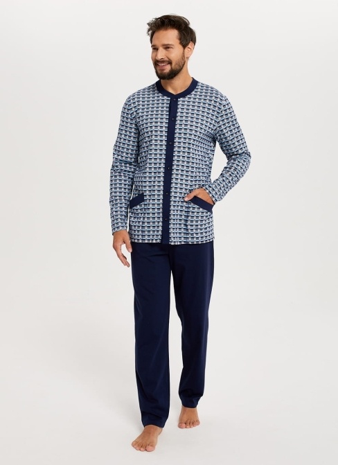 Pánské pyžamo ITALIAN FASHION ALDEN print/tmavě modrá