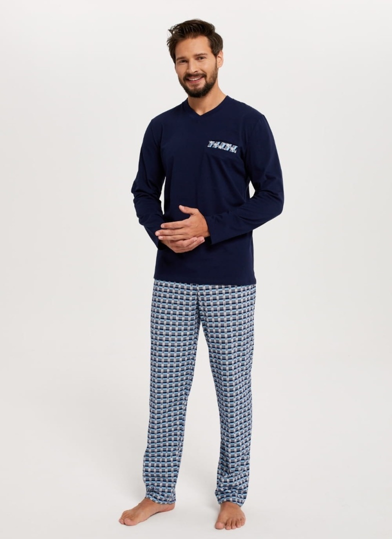 Pánské pyžamo ITALIAN FASHION JAROMIR tmavě modrá/print