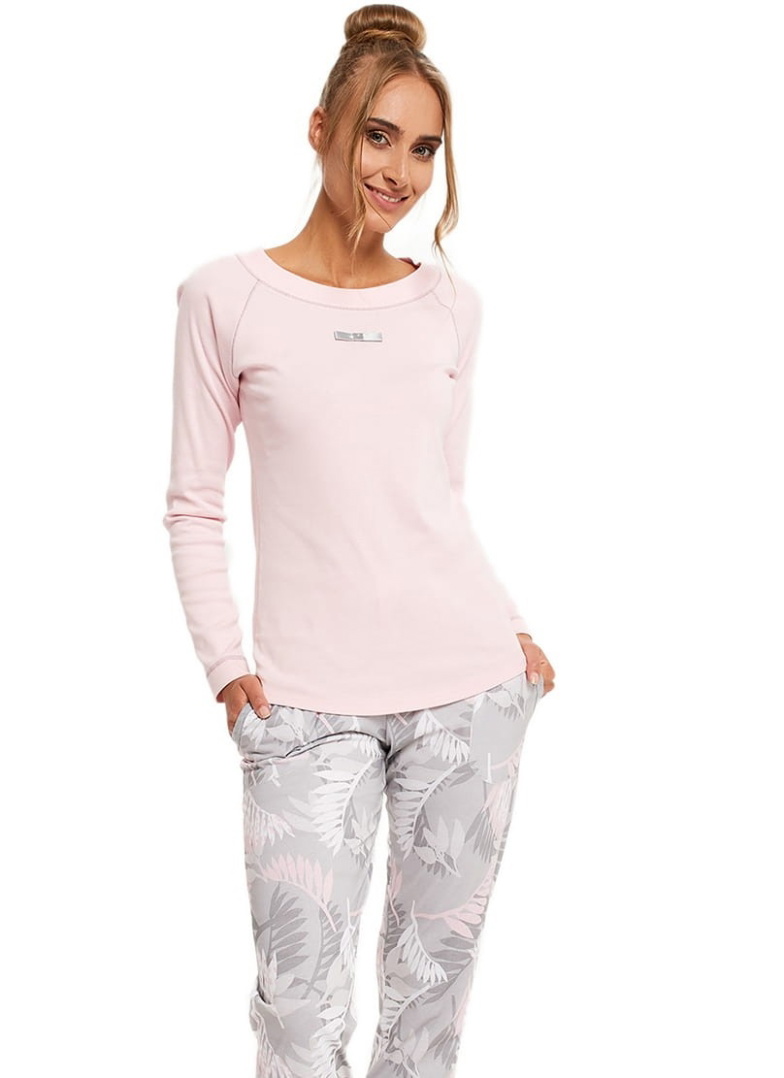 Pijama dama ITALIAN FASHION ALOE lung roz/print