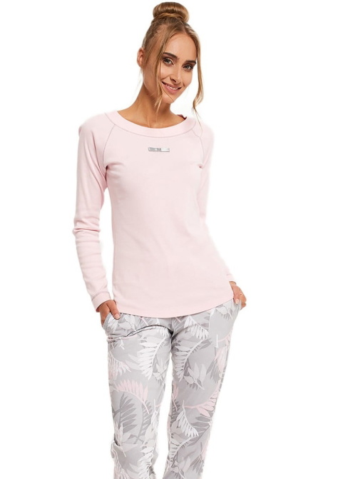 Pijama dama ITALIAN FASHION ALOE lung roz/print