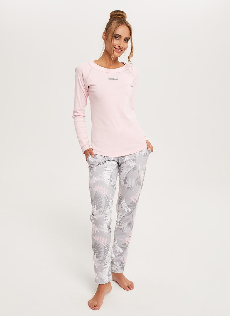 Pijama dama ITALIAN FASHION ALOE lung roz/print