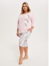 Piżama damska Italian Fashion DRACENA 3/4+3/4 róż/druk