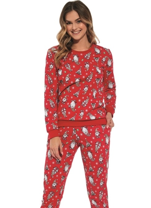 Świąteczna piżama damska Cornette czerwony