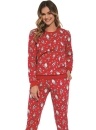 Świąteczna piżama damska Cornette czerwony
