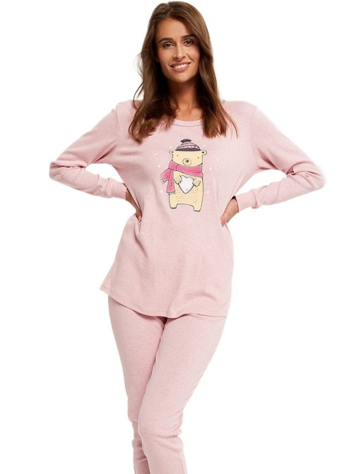 Pijama dama ITALIAN FASHION BAULA lung roz melange