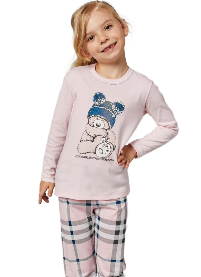 Pijama fete ITALIAN FASHION BORA lung roz/print