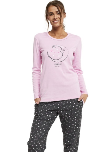 Pijama dama ITALIAN FASHION ANTILIA lung roz/print