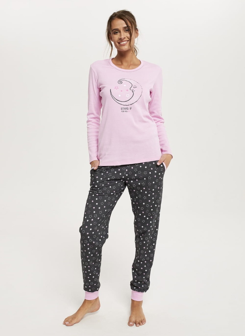 Pijama dama ITALIAN FASHION ANTILIA lung roz/print