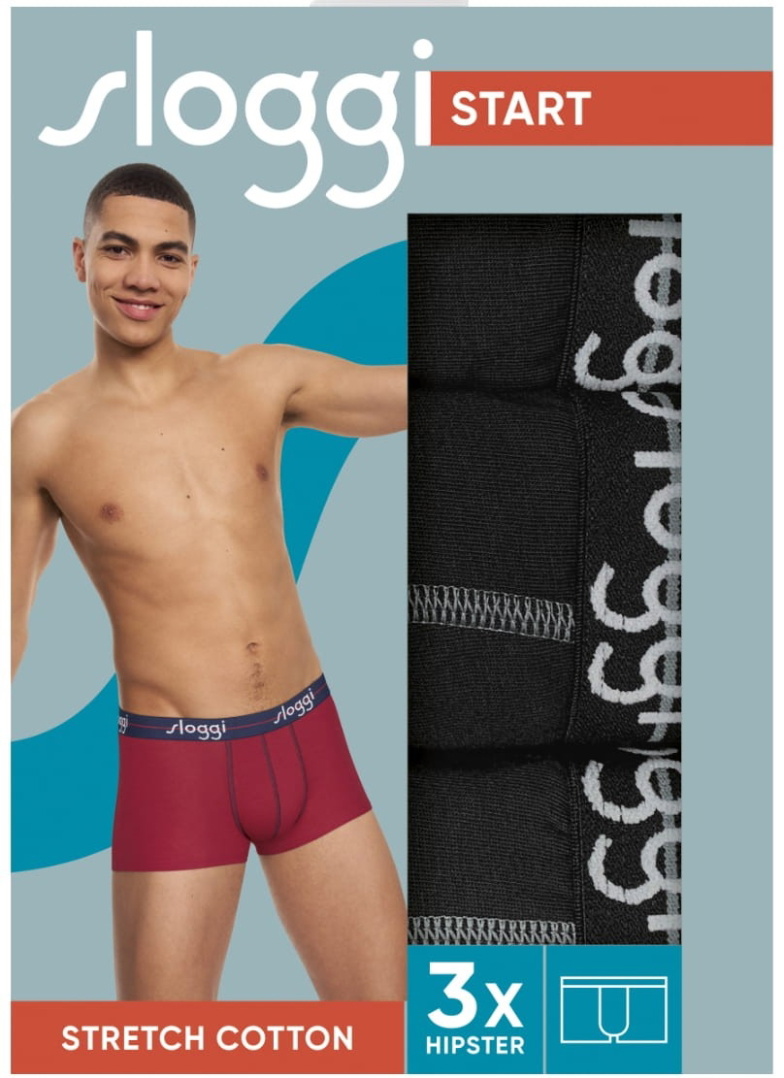 Boxerky SLOGGI MEN START HIPSTER BLACK 3PACK