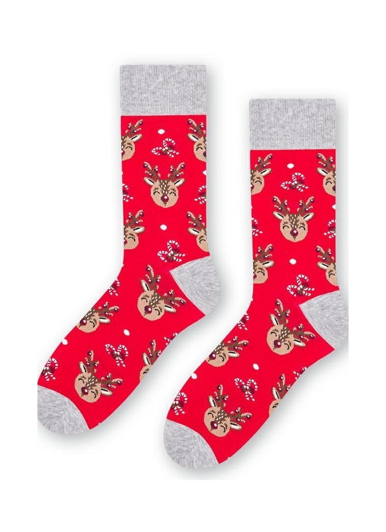 STEVEN Pánské ponožky vánoční Reindeer červená