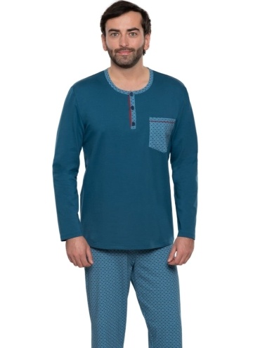 Częściowo rozpinana piżama męska Wadima niebieski atramentowy