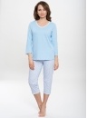 Piżama damska Wadima ze spodniami z wzorem w biało-szaro-niebieskie groszki