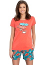 Pijama dama ITALIAN FASHION OCEANIA scurt coral/print