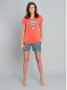 Pijama dama ITALIAN FASHION OCEANIA scurt coral/print