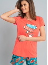 Pijama dama ITALIAN FASHION OCEANIA scurt coral/print