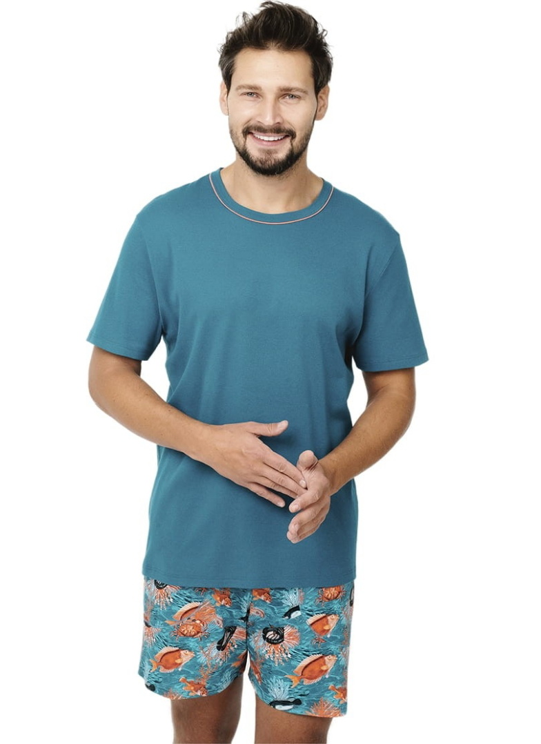 Pijama bărbați ITALIAN FASHION KRAB scurt marin/print