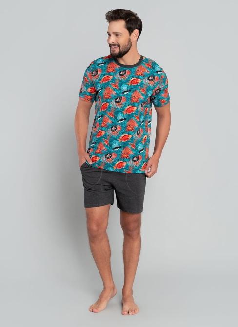 Férfi pizsama ITALIAN FASHION OCEAN rövid print/ s.melange