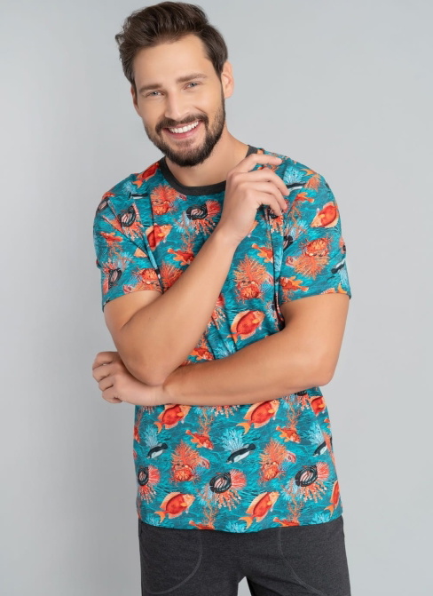 Pijama bărbați ITALIAN FASHION OCEAN scurt print/dark melange