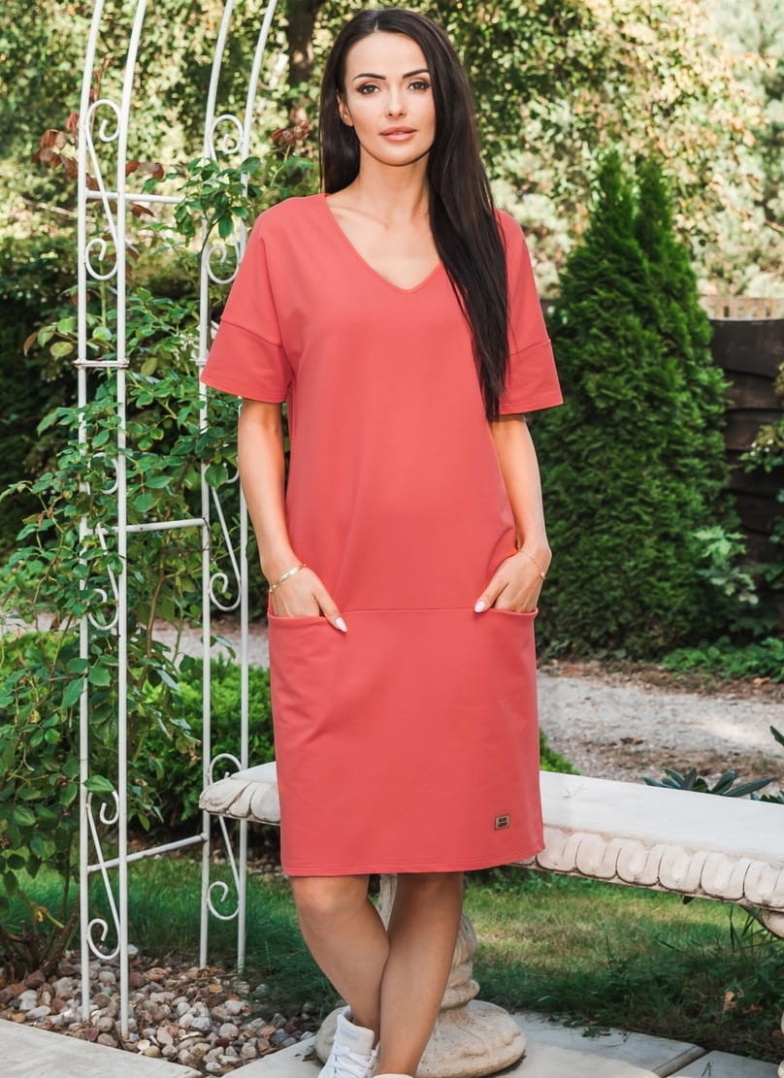 Tunică dama ITALIAN FASHION KARINA mânecă scurtă coral