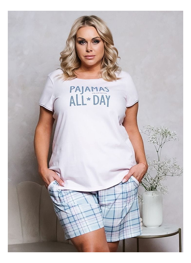 Pijama dama ITALIAN FASHION GLAMOUR scurt roz/print