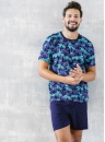 Pijama bărbați ITALIAN FASHION PALEROS scurt print/albastru închis