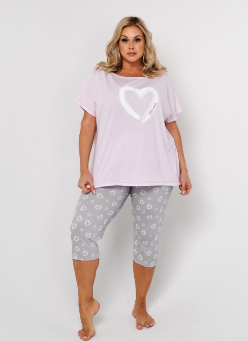 Pijama dama ITALIAN FASHION NOELIA scurt 3/4 roz/print