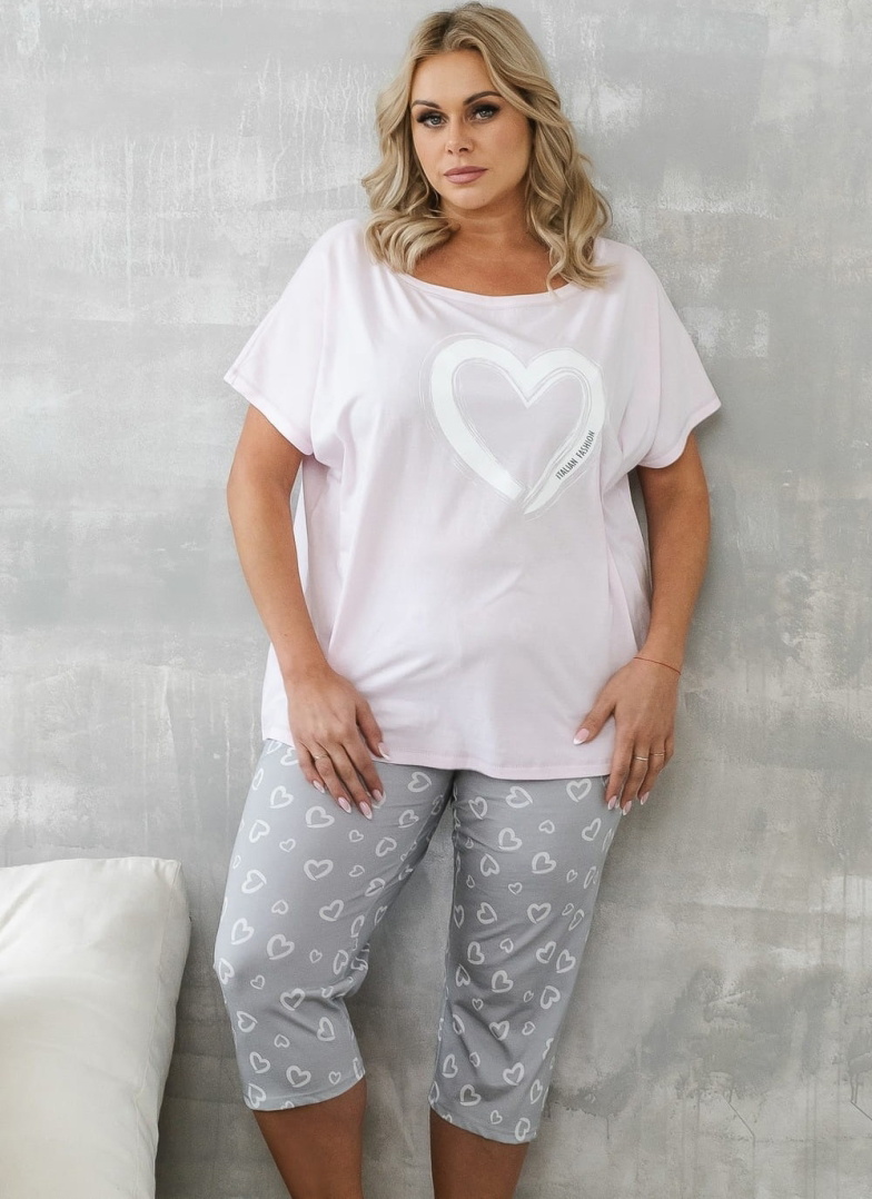 Pijama dama ITALIAN FASHION NOELIA scurt 3/4 roz/print