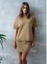 Komplet damski Italian Fashion bluzka ze spódnicą mini camel