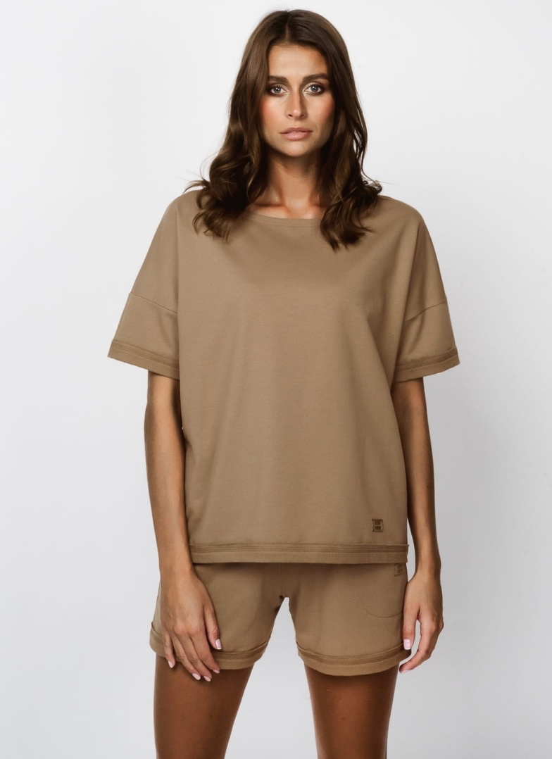 Női szett ITALIAN FASHION blúz és szoknya MIDI camel