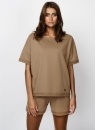 Komplet damski Italian Fashion bluzka ze spódnicą midi camel