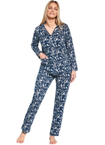 Pijama de damă cu nasturi CORNETTE.1117 JANE NAVY BLUE