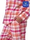 Piżama damska z flaneli bawełnianej KEY.1009 różowy-pomarańczowy