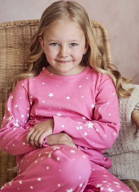 Ciepła piżama dziewczęca TARO.1315 malinowy