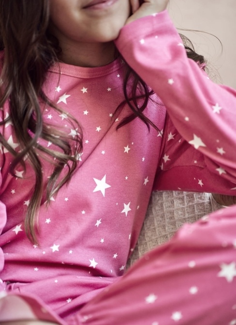 Ciepła piżama dziewczęca TARO.1315 malinowy