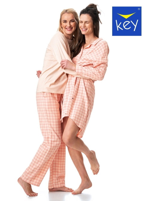 Flanel hálóing KEY.1039 peach