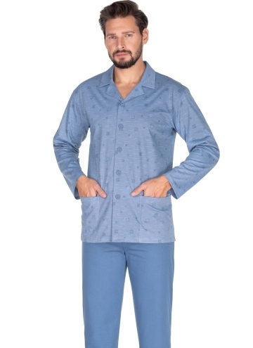 Rozepínací pásnké pyžamo REGINA.1174 modrá