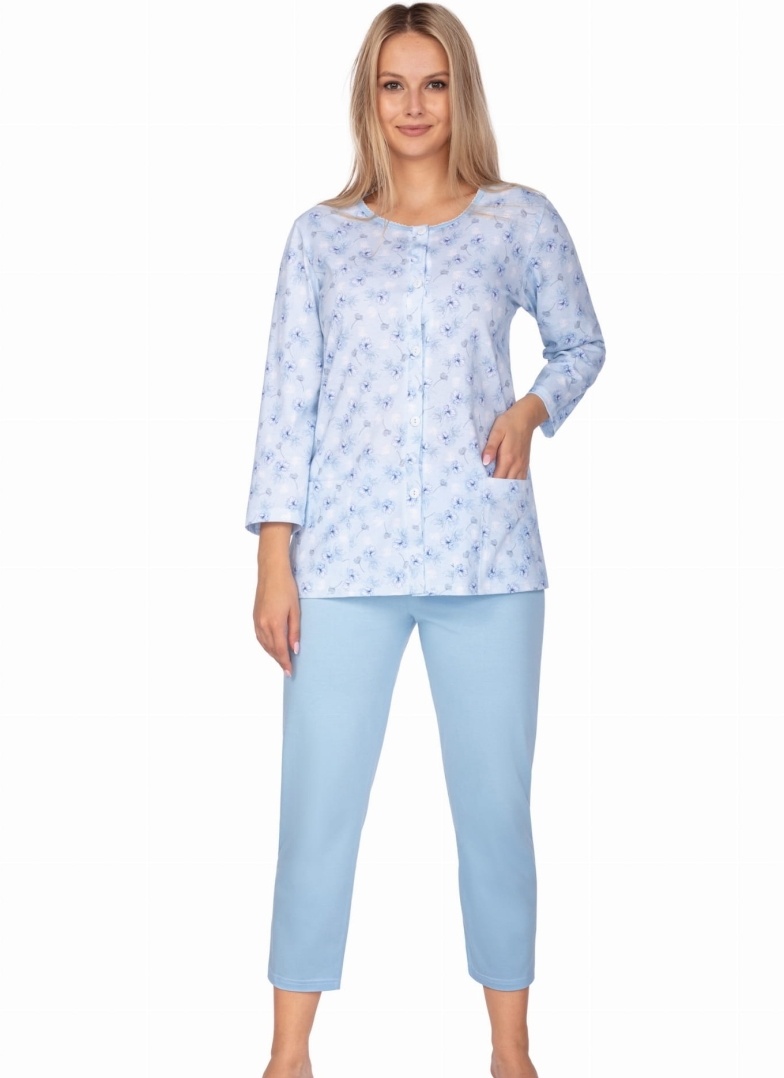 Dámské rozepínací pyžamo REGINA.1195 modrá