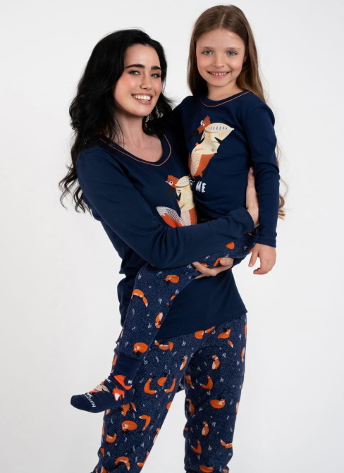 Pijama pentru femei ITALIAN FASHION WASILLA lung albastru închis/print