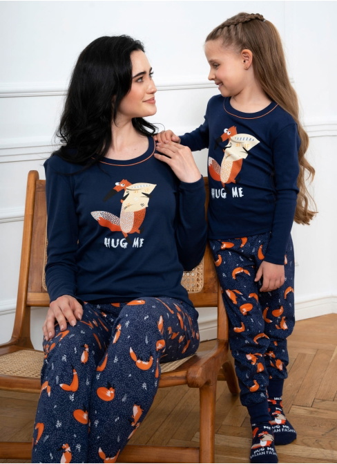 Pijama pentru femei ITALIAN FASHION WASILLA lung albastru închis/print