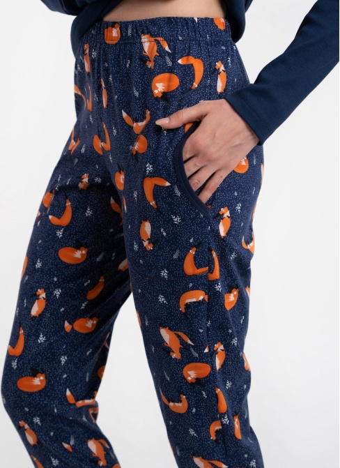 Pijama pentru femei ITALIAN FASHION WASILLA lung albastru închis/print